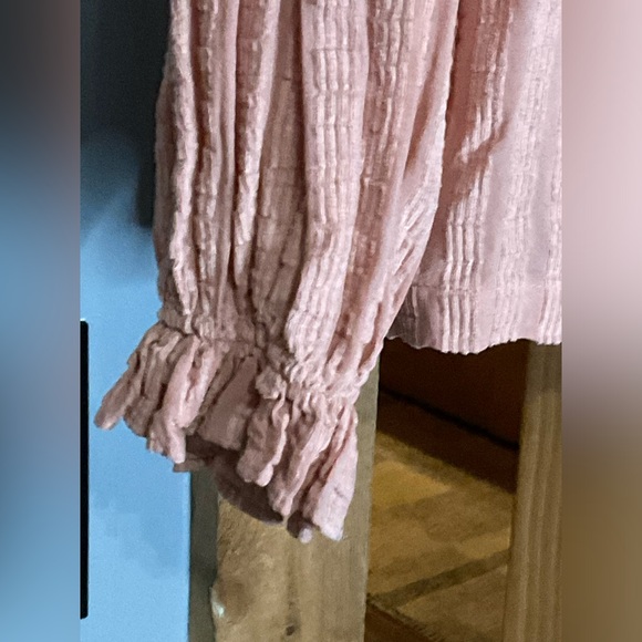 ANTHROPOLOGIE Romy Textured Peasant Henley Button Top Blouse Peach XL - Picture 4 of 6